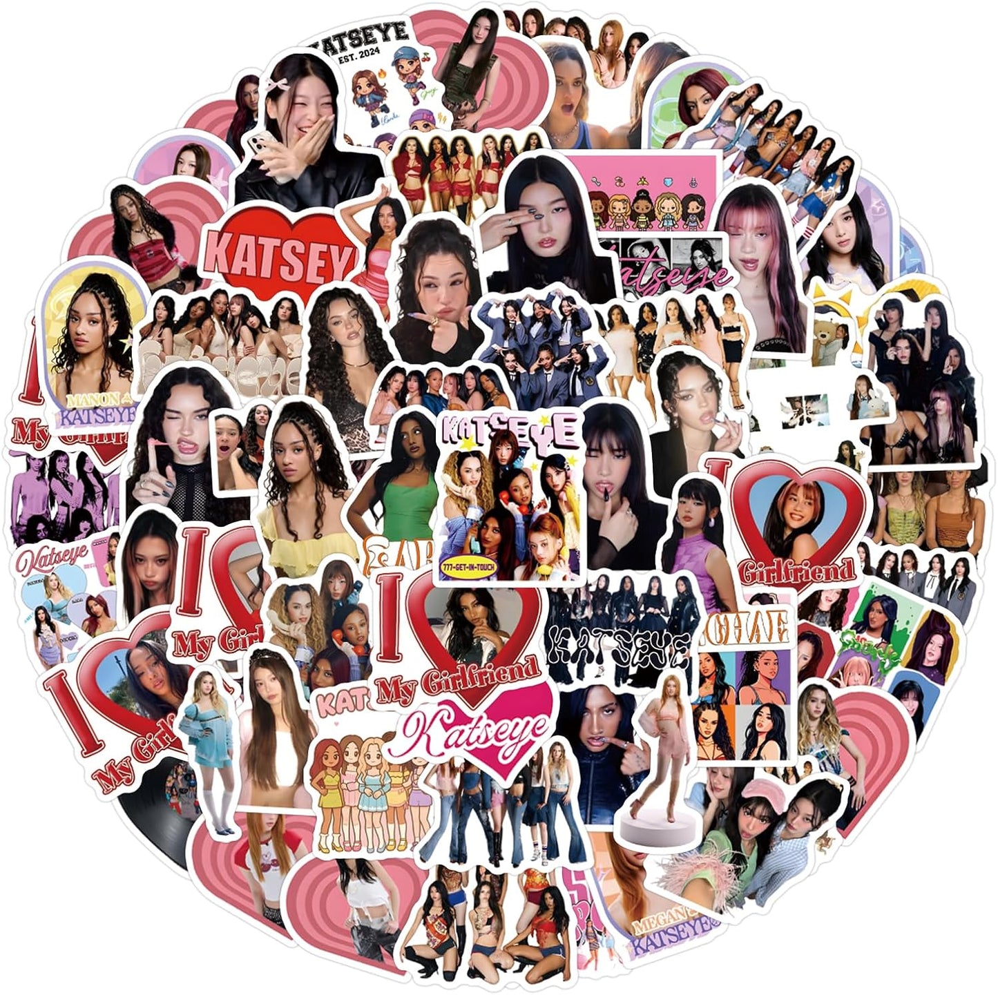 KATSEYE Waterproof Stickers Set - 123pcs Laptop Decals for Water Bottles, Skateboards & Phones