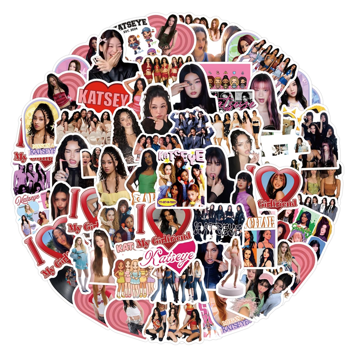 123pcs KATSEYE Stickers Set Waterproof Laptop Decals for Water Bottle, Laptop, Computer, Skateboard, Phone