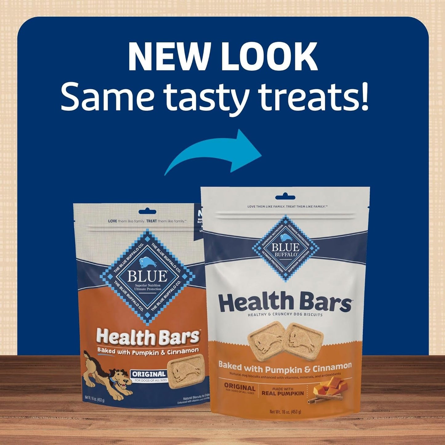 Blue Buffalo Dog Treats - Pumpkin & Cinnamon Crunchy Health Bars | Oven-Baked, Natural Ingredients, 16 oz.