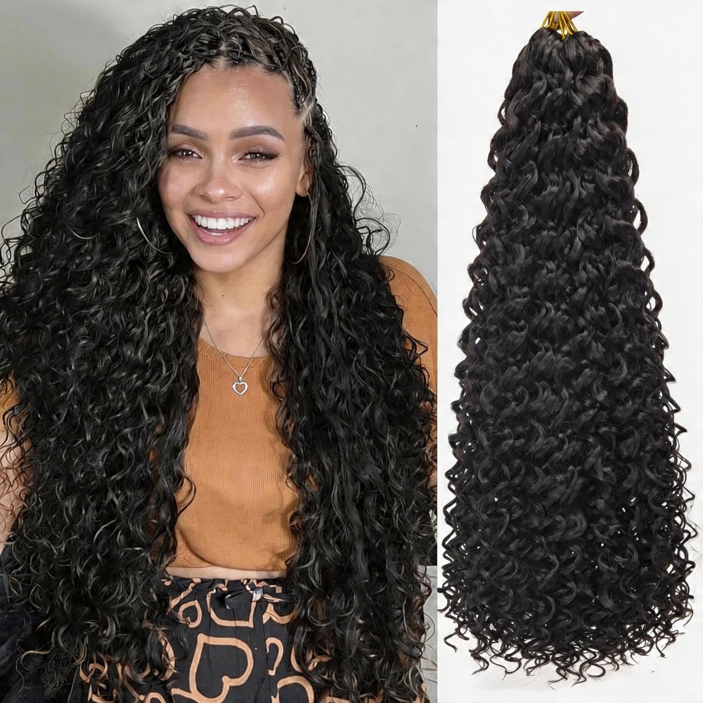 Water Wave Crochet Hair Extensions - Blonde Synthetic Bohemian Braids | 14 Inch Deep Wave (27#)