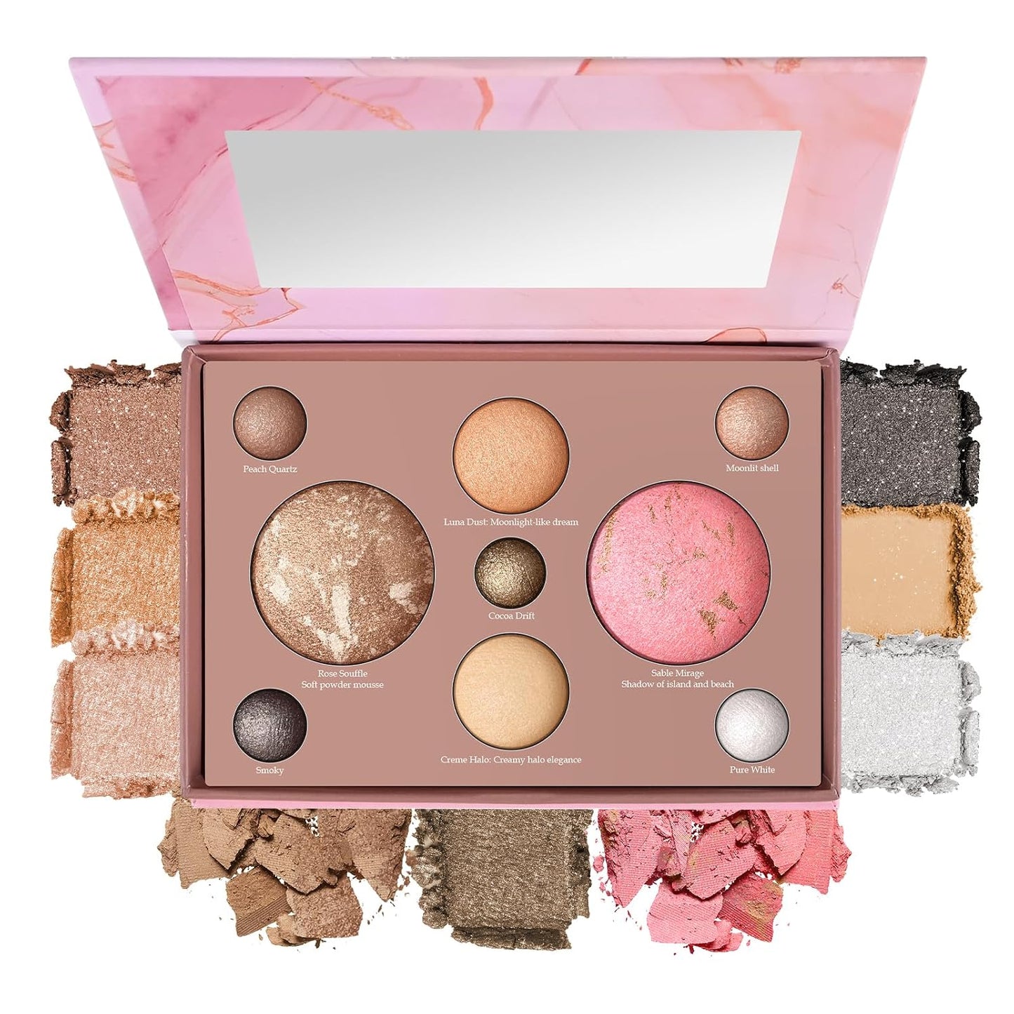 Baked Makeup Palette - Full Size Blush, Bronzer, Highlighters & Eyeshadows | Travel-Friendly Compact, Neutral Shades