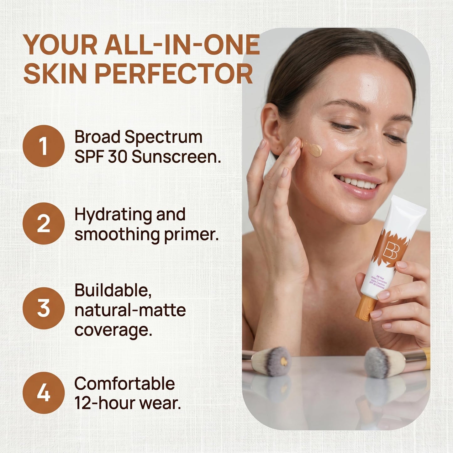 Aigomc BB blur tinted moisturizer Broad Spectrum SPF 30 – Medium Buildable Coverage with Natural Lightweight Matte Finish, Vegan & Cruelty Free