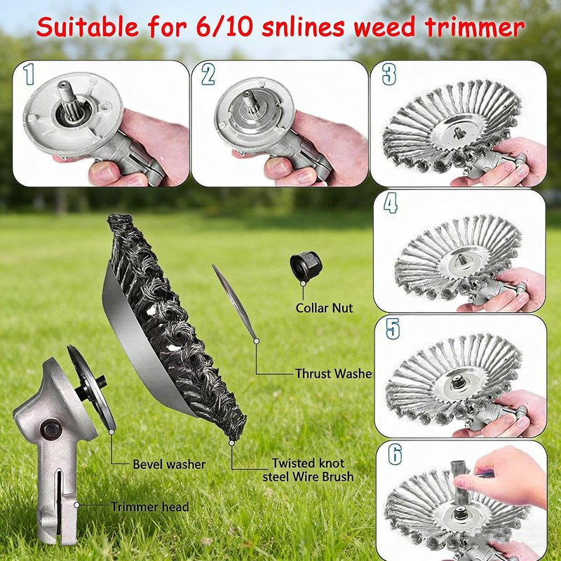 PUWANY 6inch Indestructible Steel Wire Trimmer Head,Weed Wacker Blade Attachments, Grass Trimmer Head, Weed Eater Blades for Roadside Courtyard,Brush Cutter Head for Garden Lawn Grass Trimmer