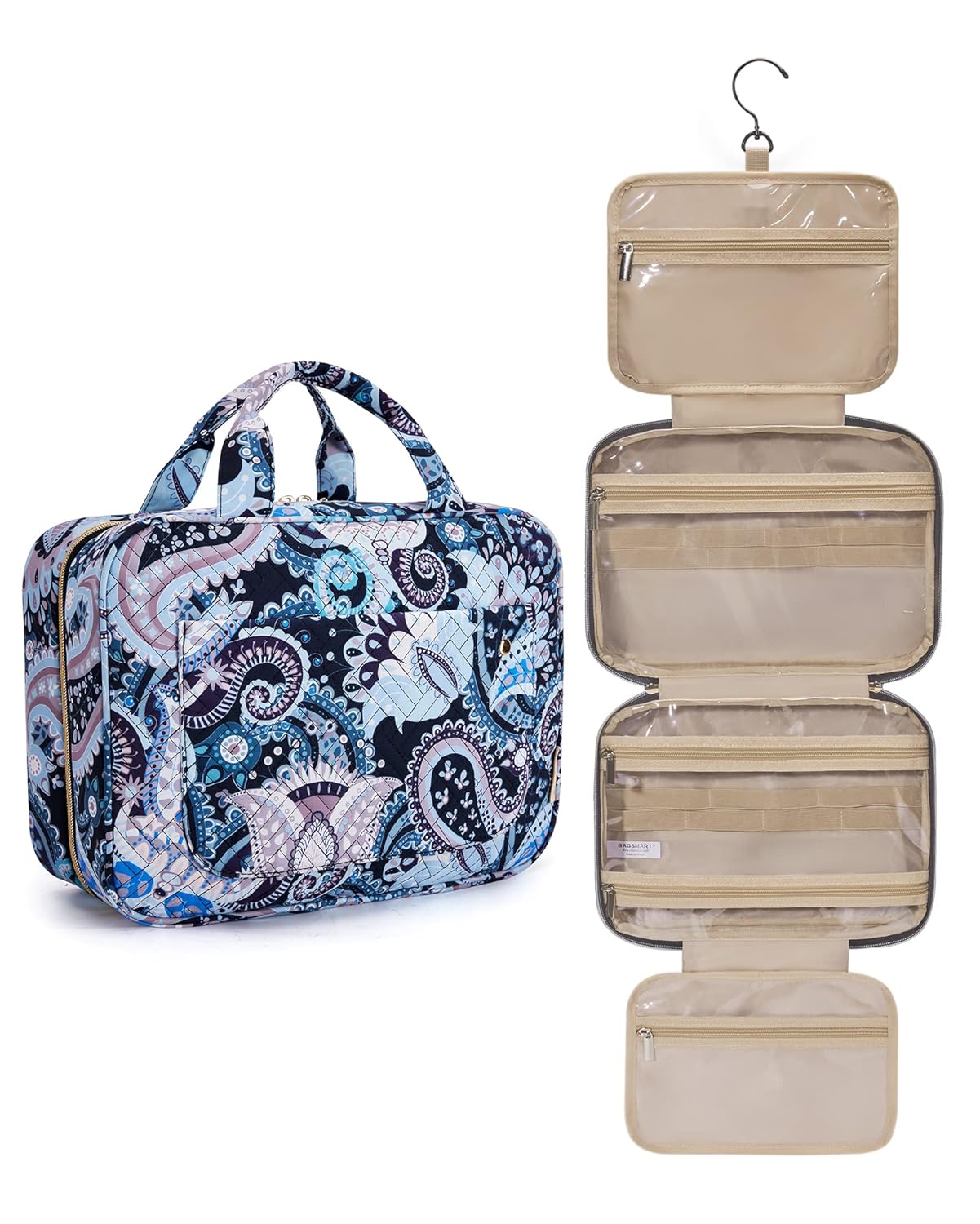 Toiletry Bag | Water-Resistant Travel Organizer with Hanging Hook - Medium Baby Pink