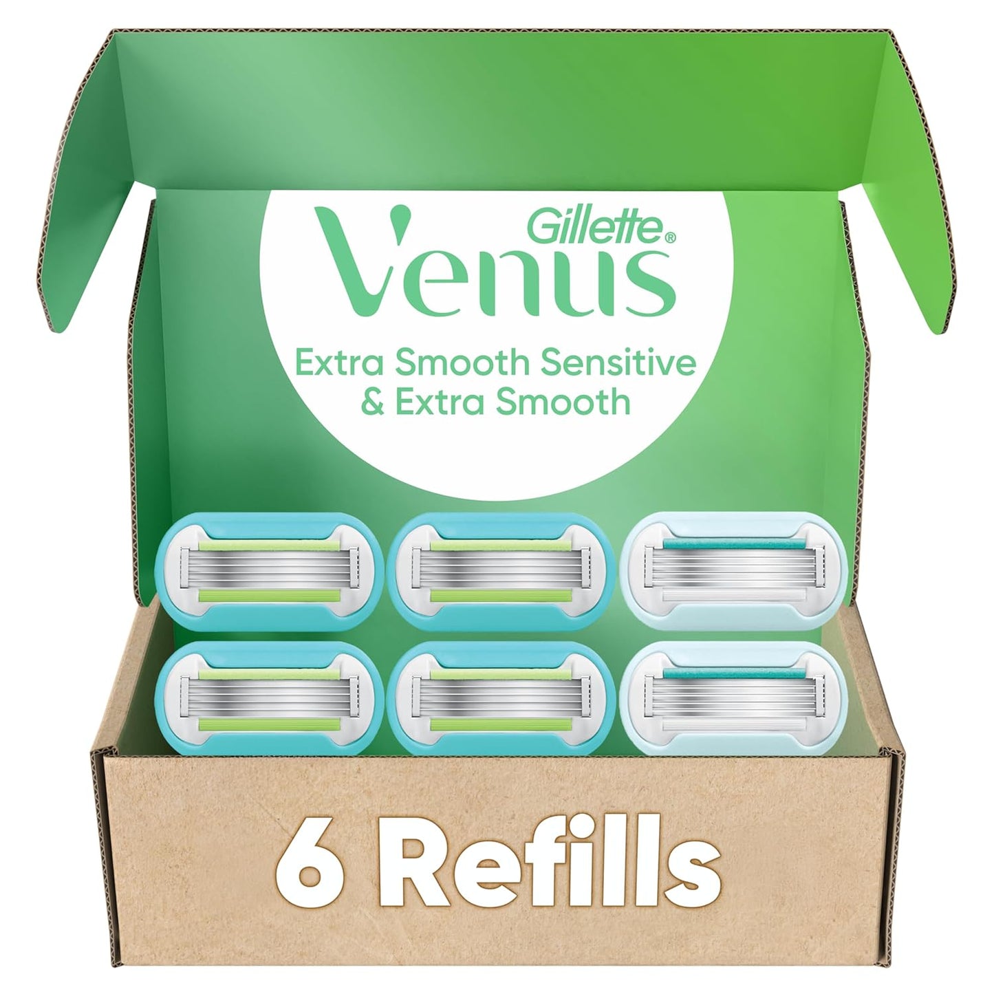 Gillette Venus Women's Razor Blade Refills - Extra Smooth 5-Blade | 4 Count + Sensitive 2 Count