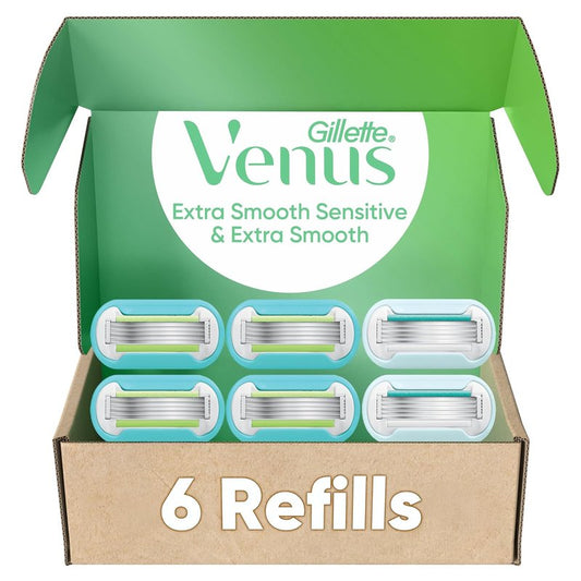 Gillette Venus Women's Razor Blade Refills - Extra Smooth 5-Blade | 4 Count + Sensitive 2 Count