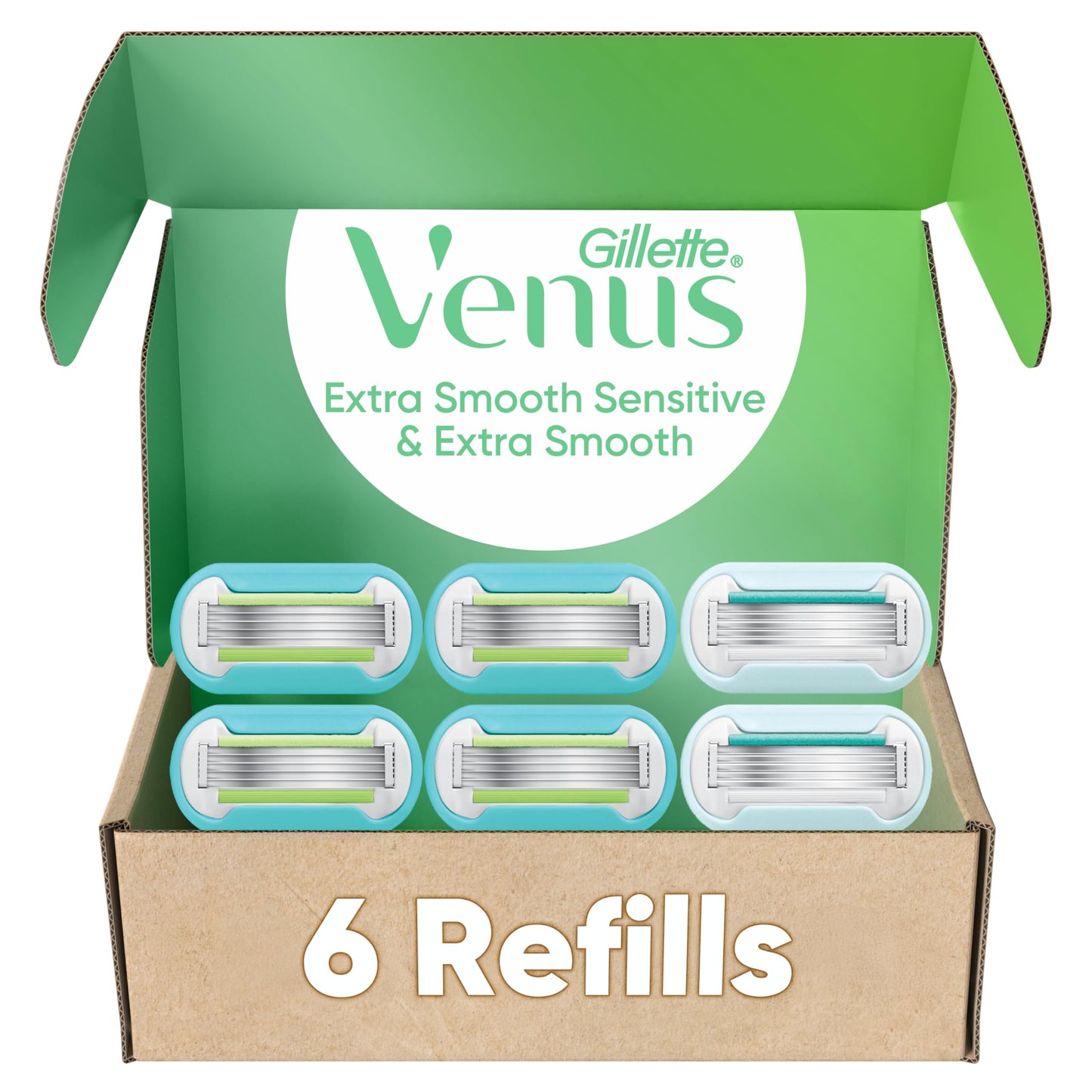 Gillette Venus Extra Smooth 4 count, plus Gillette Venus Extra Smooth Sensitive 2 count, 5-Bladed Women's Razor Blade Refills