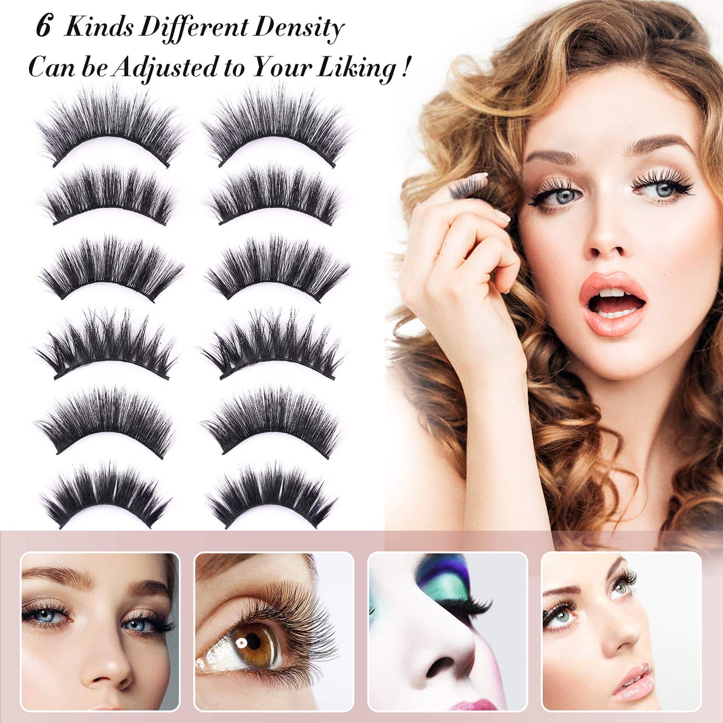 AROIC 30 Pairs False Eyelashes Kit - 3D 6D Volume Wispy Lashes with 6 Styles, Soft Lightweight Natural Look, Reusable Handmade Fluffy Lashes for Women Girls(Everyday/Cat Eye/Mink Effect/Party)