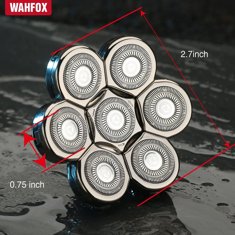Universal 7 Blades Head Shaver Replacement Heads for Mainstream Shaver Brands, Eelectric Shaver Replacement Replacement Blades (7D Silver)