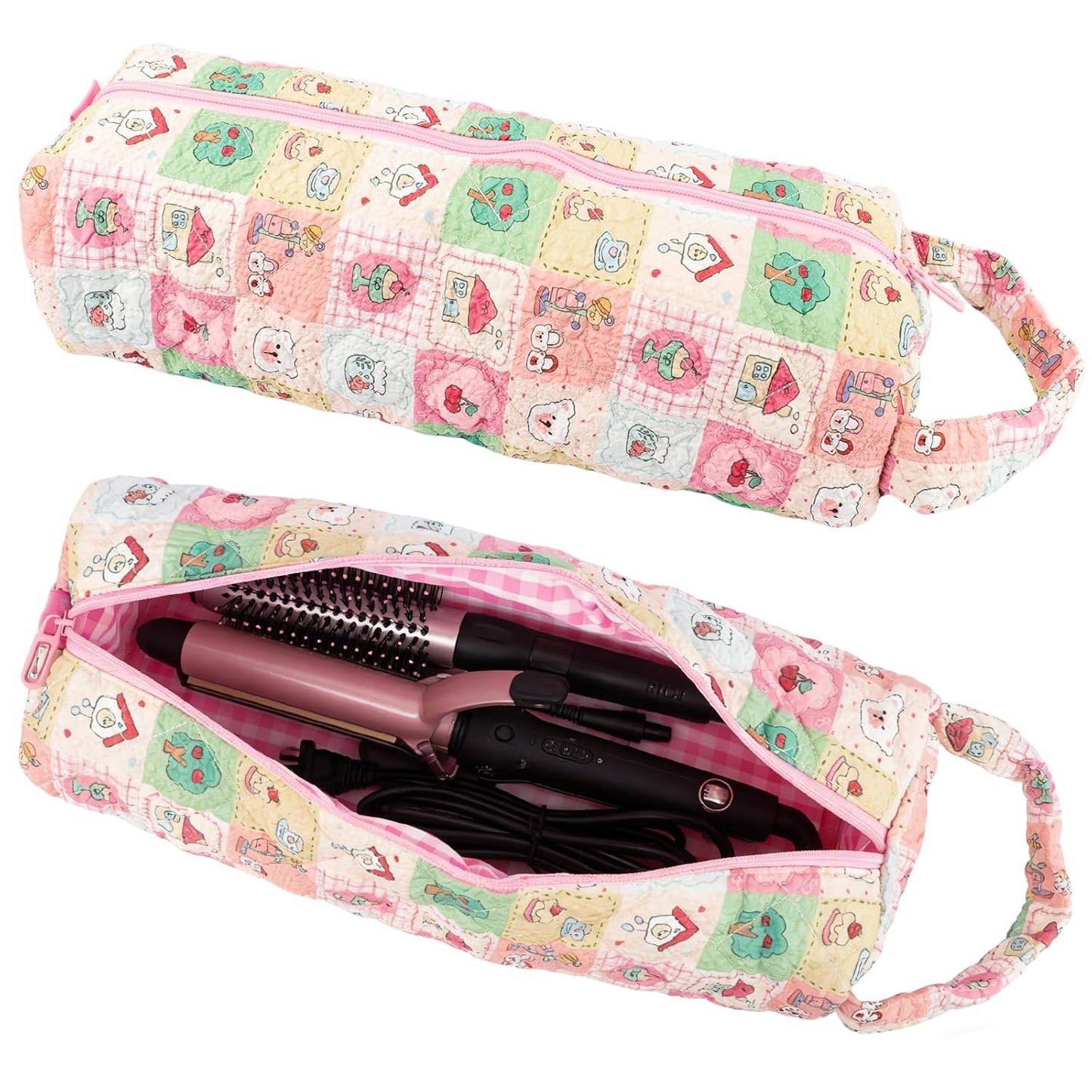 Hair Tools Travel Bag - Compact Case for Dyson Airwrap & Shark Flexstyle | 14" Portable Organizer in Blue Flower
