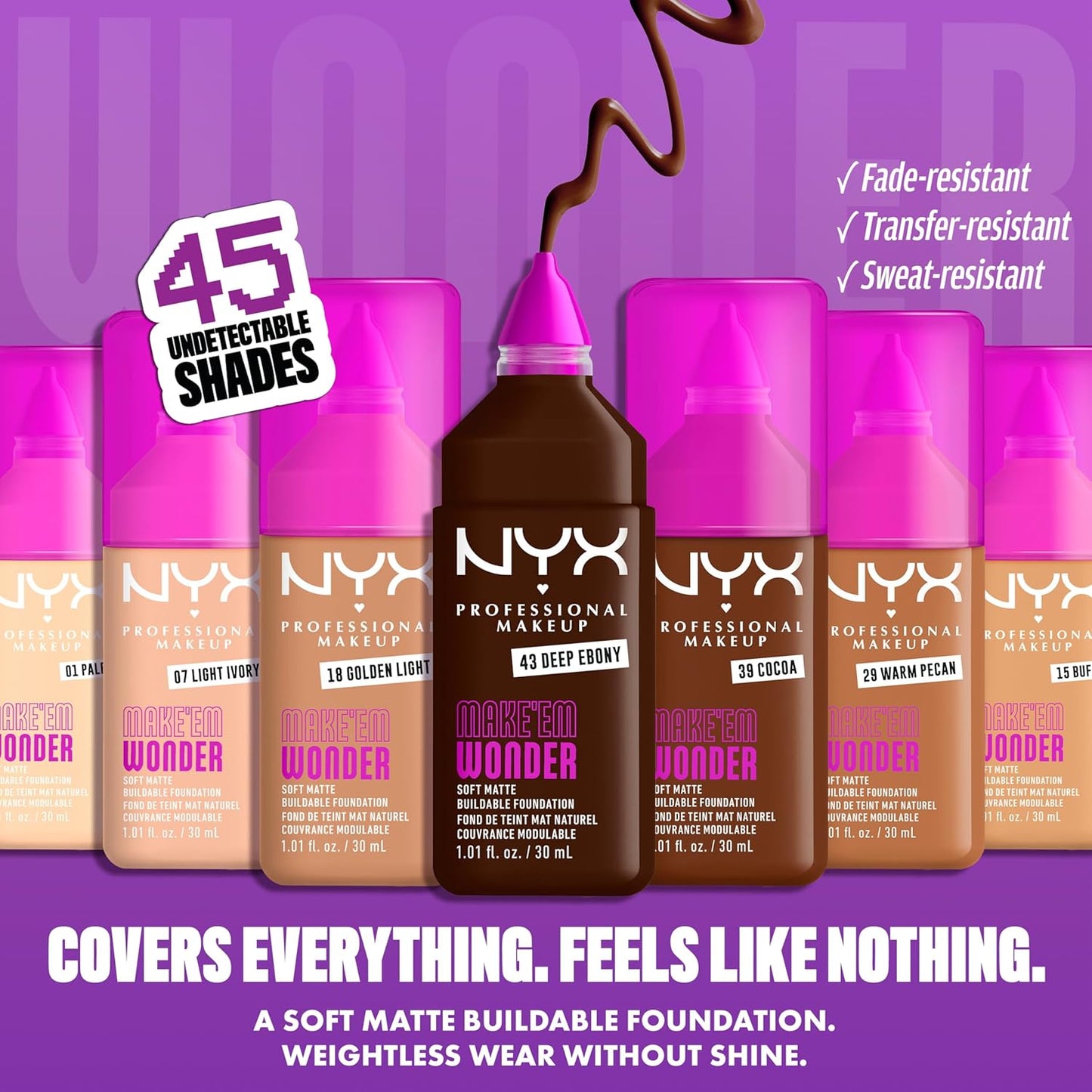 NYX Professional Makeup Liquid Foundation - 24HR Soft Matte Finish, Buildable Full Coverage | 12 Natural