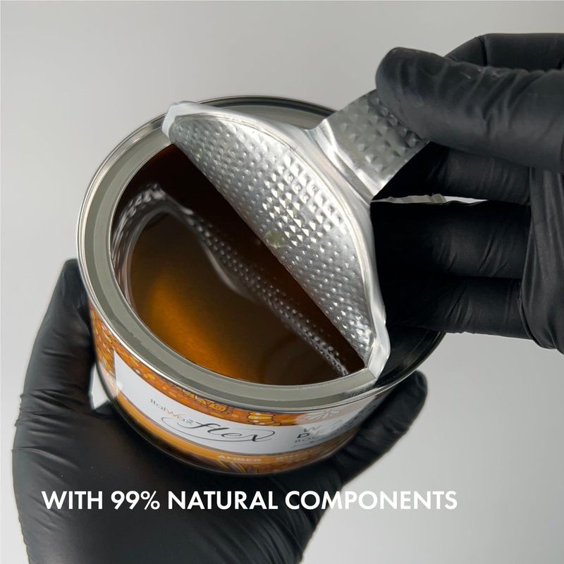 Italwax Flex Amber - 14oz (397 g) - Soft wax tin for hair removal - Uncented - Liposoluble syntetic formulation - Ideal for waxing all body area - Made in Italy