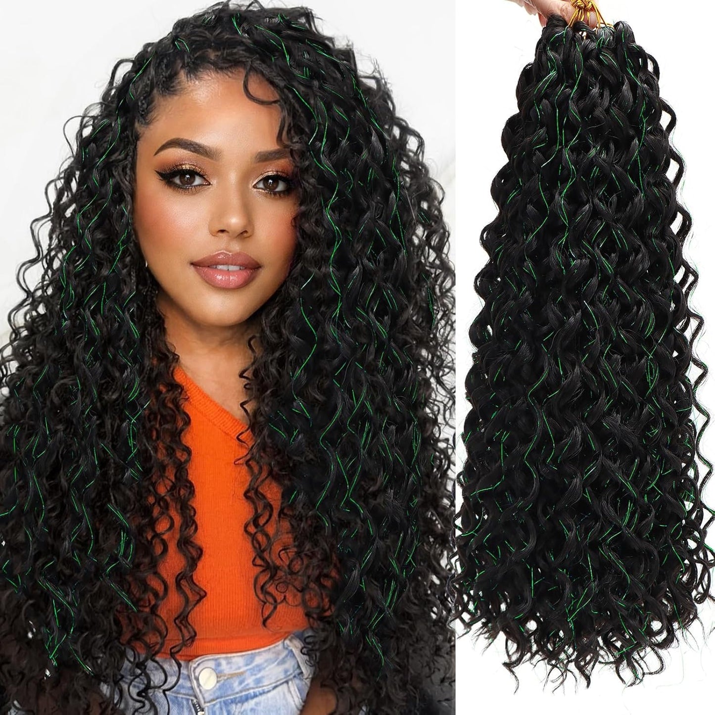 Water Wave Crochet Hair Extensions - Blonde Synthetic Bohemian Braids | 14 Inch Deep Wave (27#)