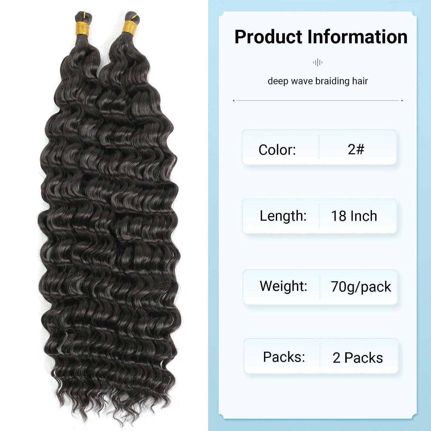 Gladream Curly Braiding Hair Crochet Hair for Black Women 18 Inch 2 Packs Boho Hair for Braiding Deep Wave Bundles Hair Extensions for Braids Water Wavy(18 Inch, #2)