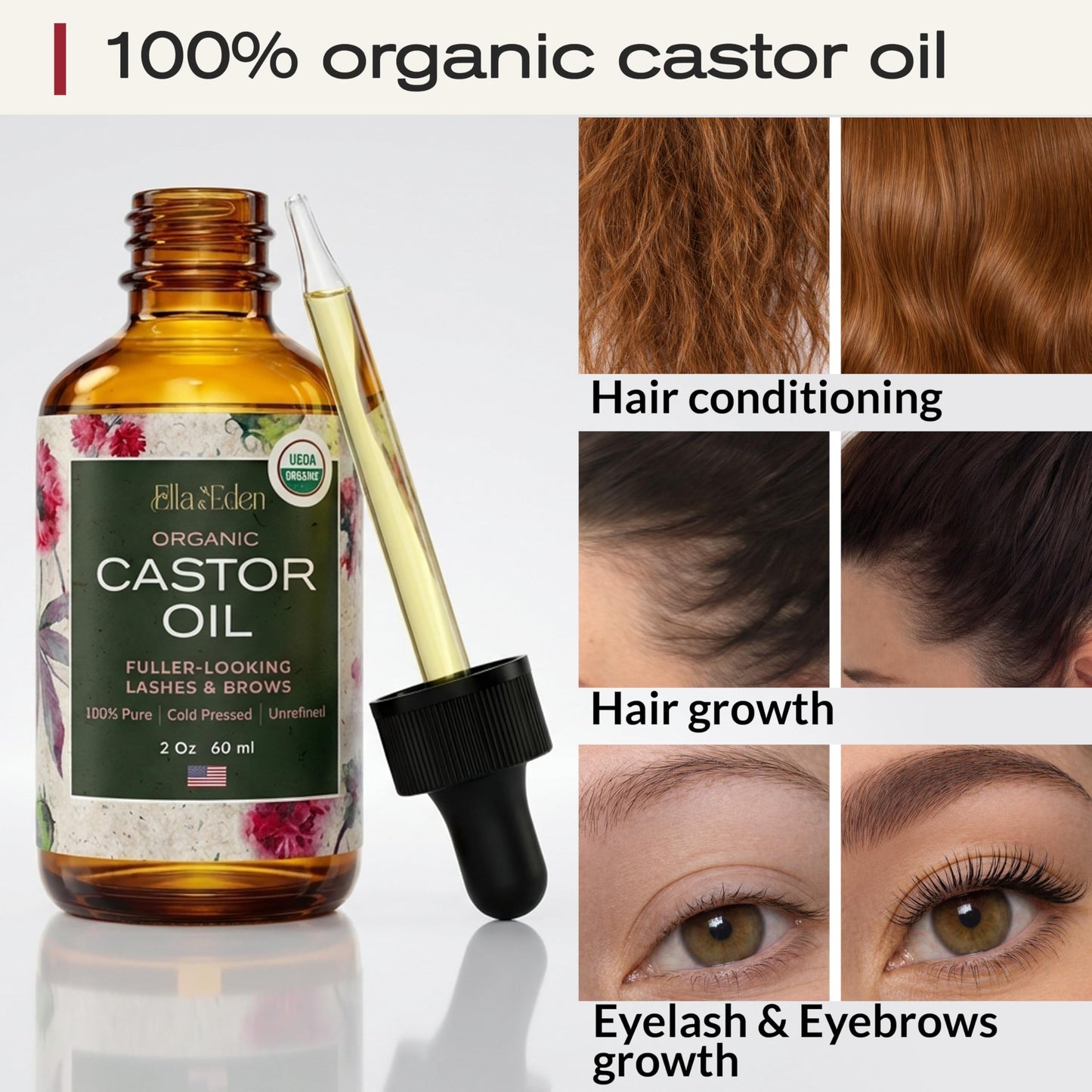 Ella & Eden 2 Oz Organic Castor Oil for Eyelashes