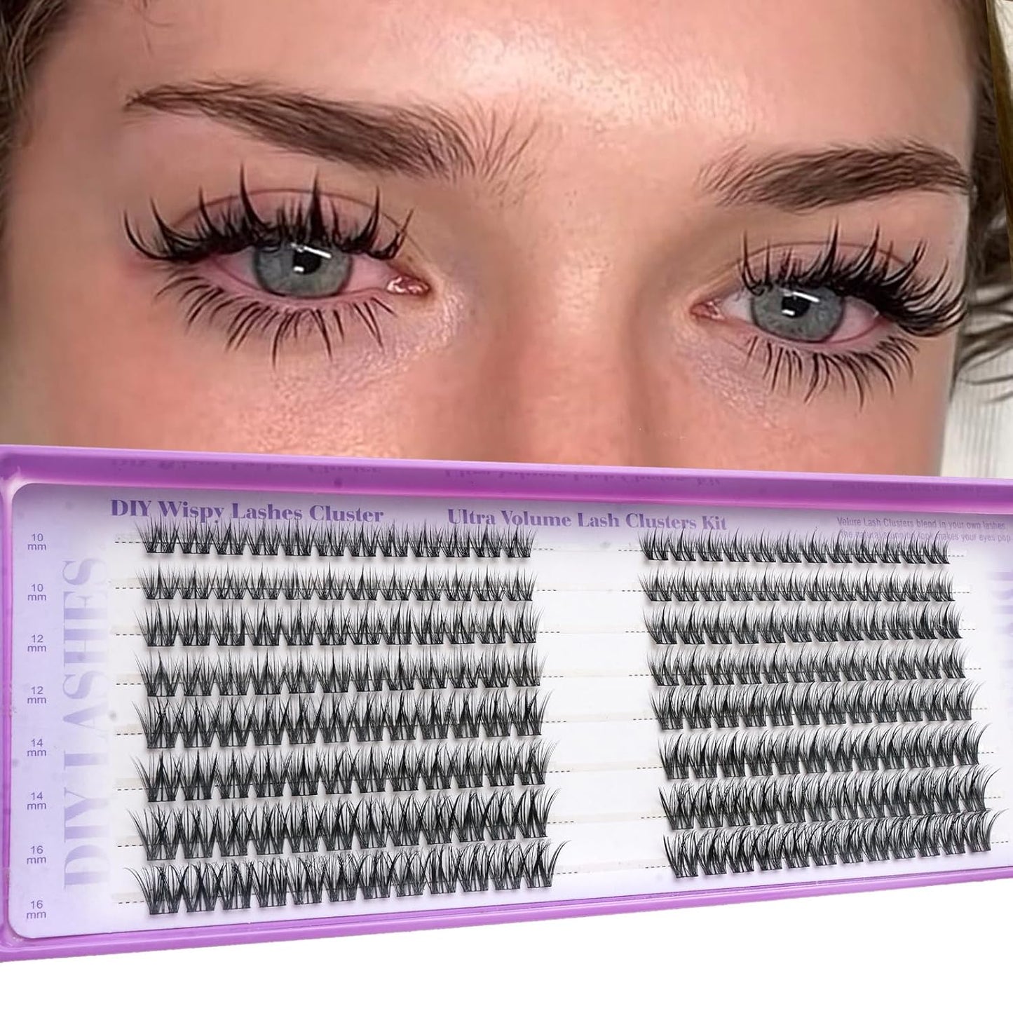 Natural Lash Cluster Eyelash Extensions - 320 Pcs Fluffy C Curl 10-16mm | DIY Individual False Lashes for Beginners