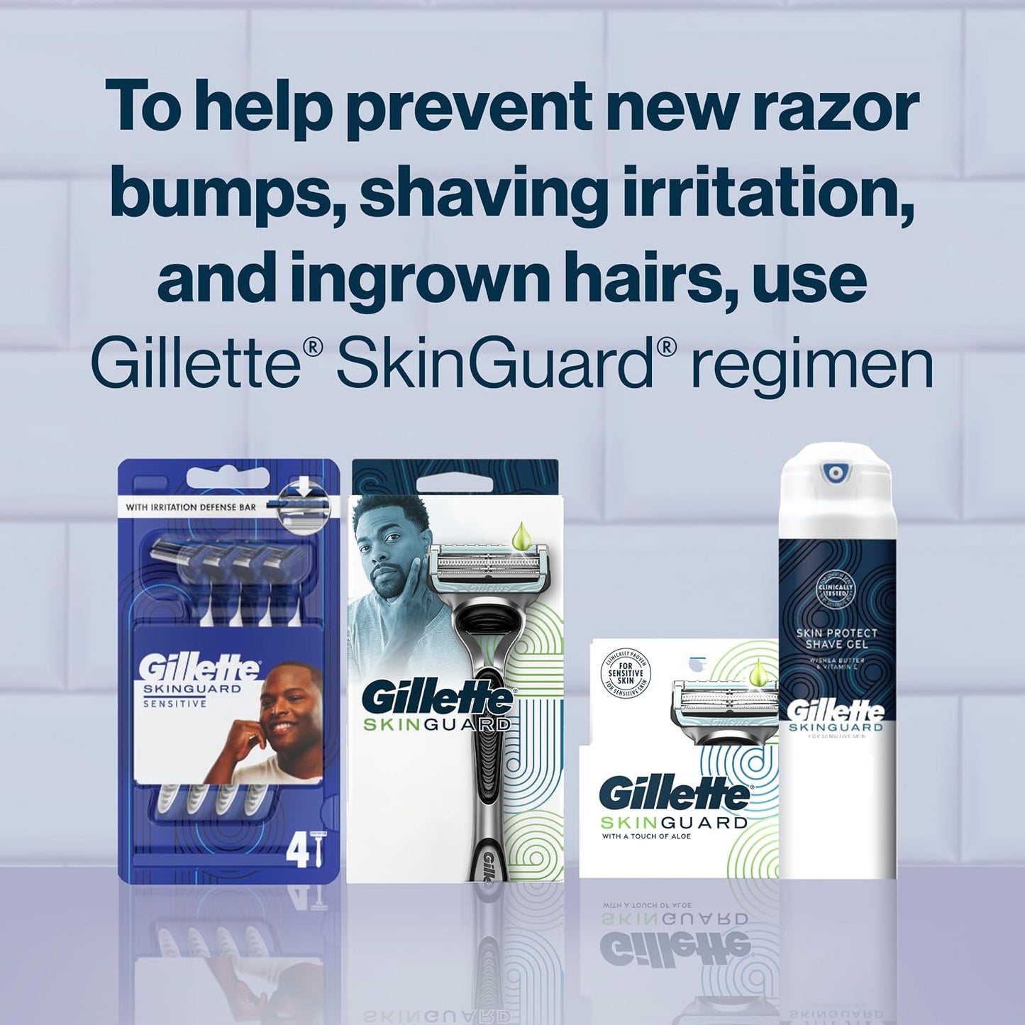 Gillette SkinGuard Razors for Men - Sensitive Skin Shaving Solution | 1 Handle & 2 Blade Refills