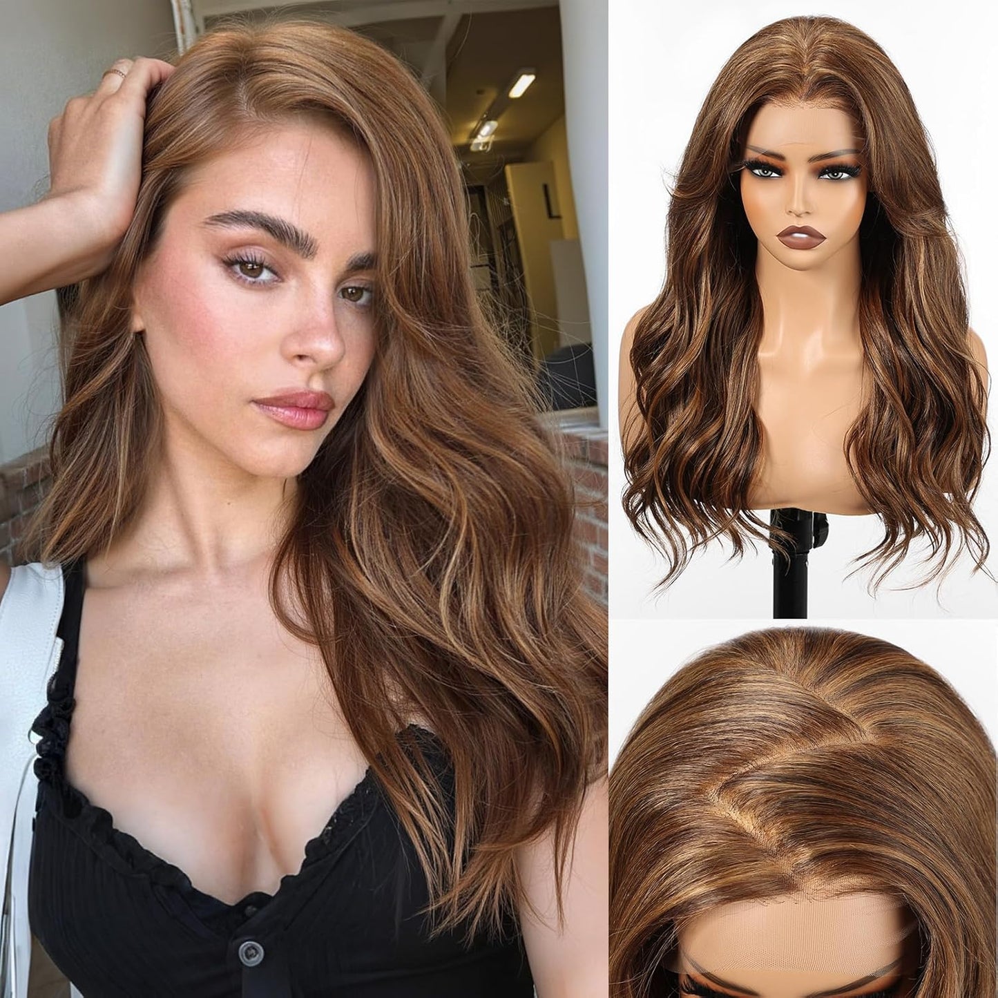HD Lace Front Wig - 22 Inch Gray Long Wave Layered Synthetic Hair | Glueless Daily Wear for Women