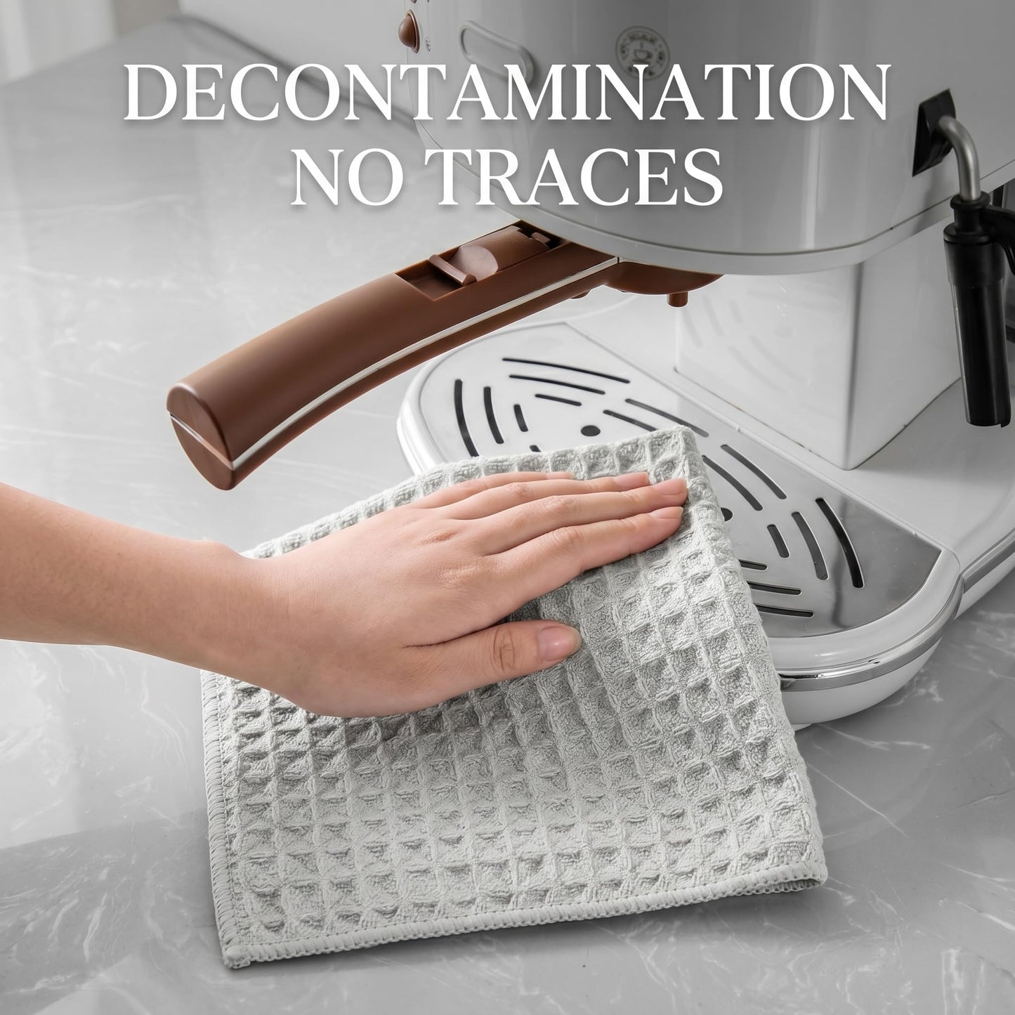 Microfiber Cleaning Cloth, 3 Pack 380GSM Waffle Weave Kitchen Rags Absorbent Lint Free Cleaning Cloths, Reusable Barista Towels for Coffee Bar Station and Home Kitchen Countertops