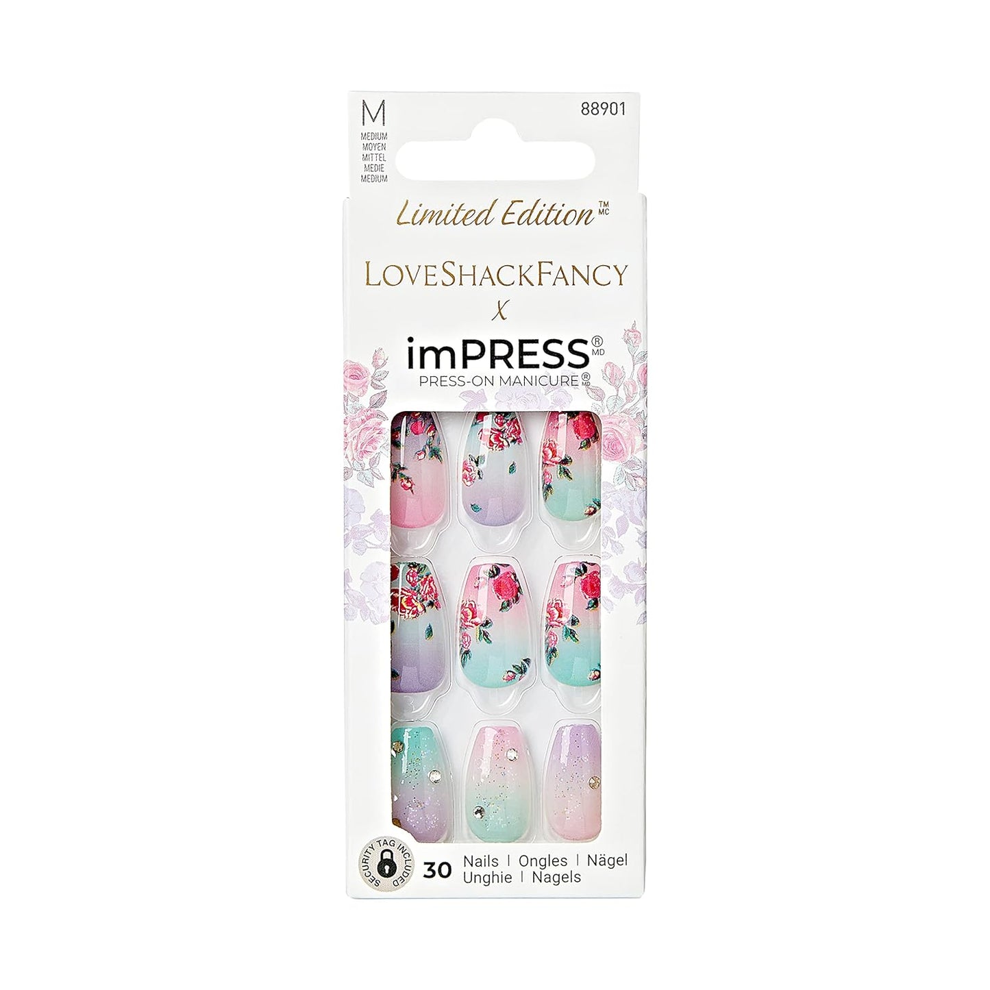 KISS Press-On Manicure - Lilac Crush Medium Coffin Purple Nails | Includes Prep Pad, Mini File & Cuticle Stick