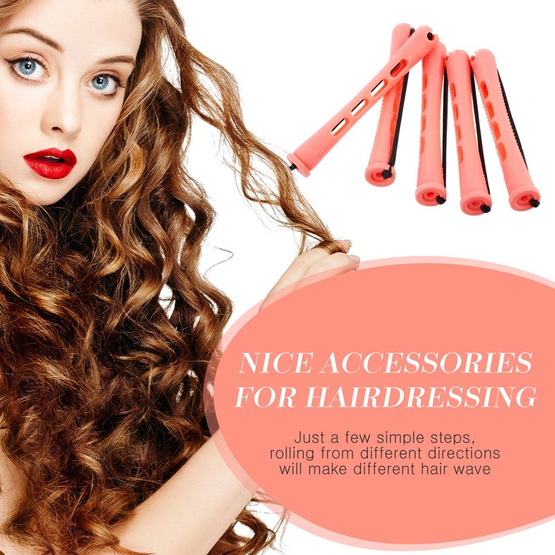 Plastic Pink Perm Rods - 48 Pieces Long Hair Curling Rollers for Women | Hairdressing Styling Tools