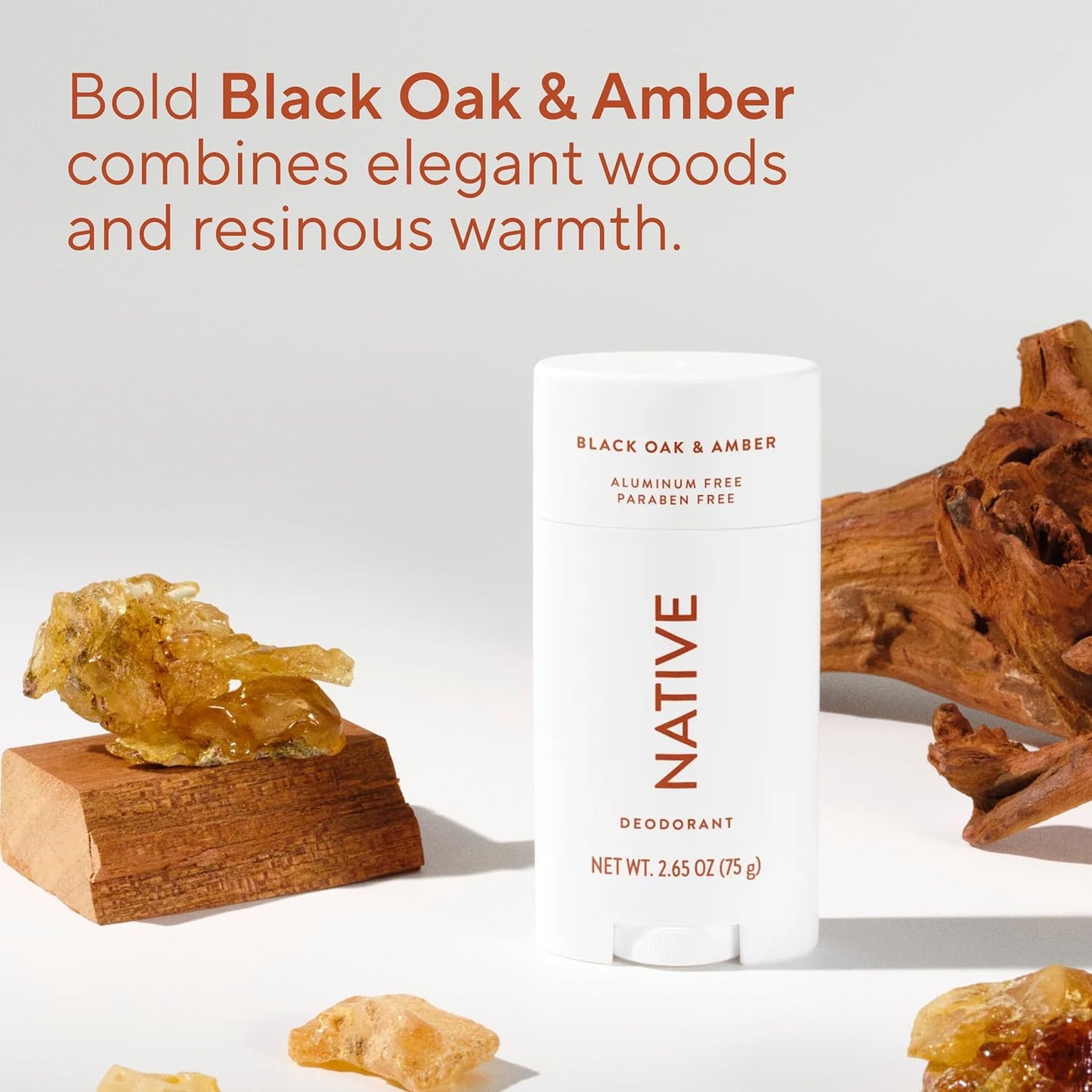 Native Deodorant - Aluminum-Free Odor Control for Men & Women | Black Oak & Amber, 2.65oz
