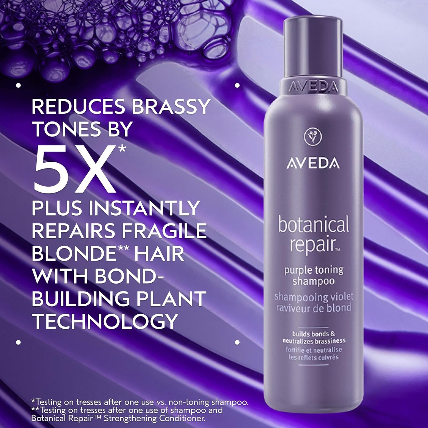 Aveda Purple Toning Shampoo - Botanical Repair for Blonde & Grey Hair | Reduces Brassy Tones | 6.7 fl oz