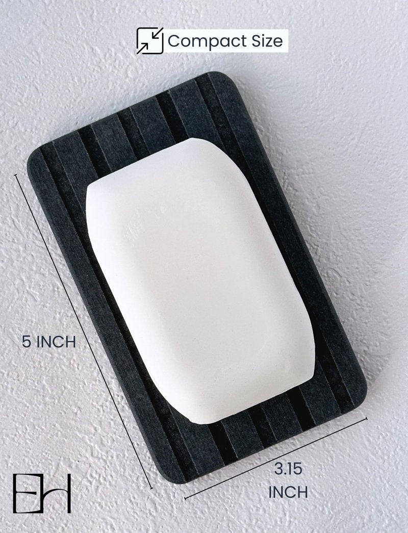 Stone Drying Tray, Water Absorbing Stone Tray for Sink, Soap Dish for Shower, Diatomaceous Earth Sponge Dispenser Holder for Kitchen Bathroom (Silicone Feet, Rectangle, Gray)