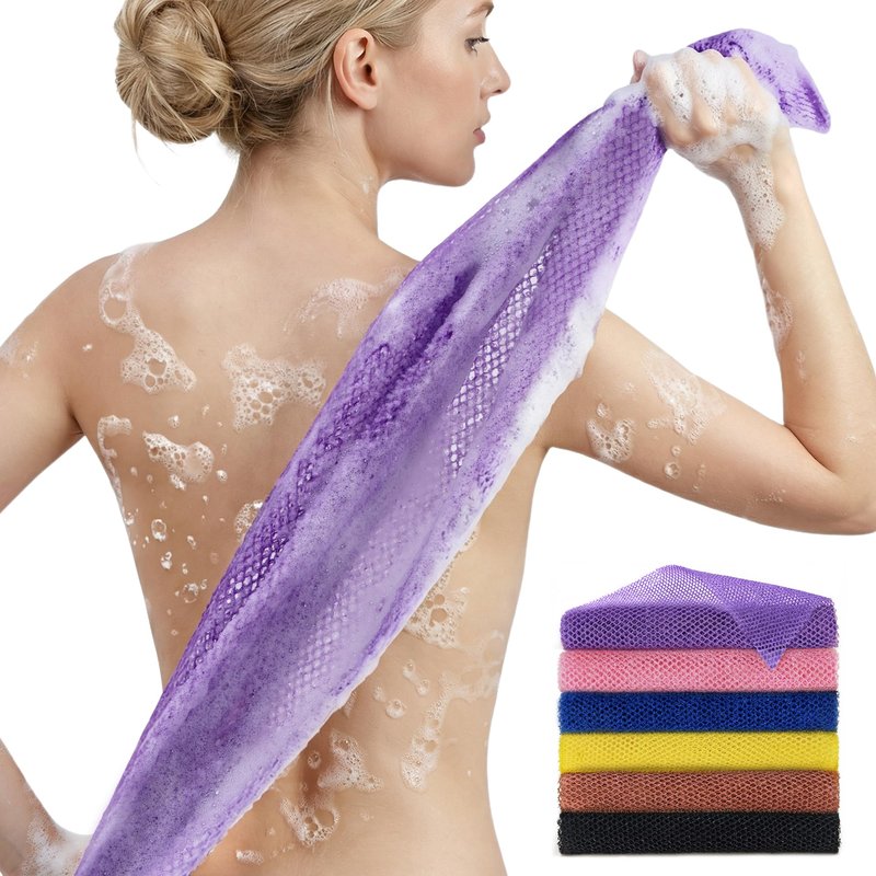 African Bath Sponge African Net Long Net Bath Sponge Exfoliating Shower Body Scrubber Back Scrubber Skin Smoother,Great for Daily Use,6 Colors