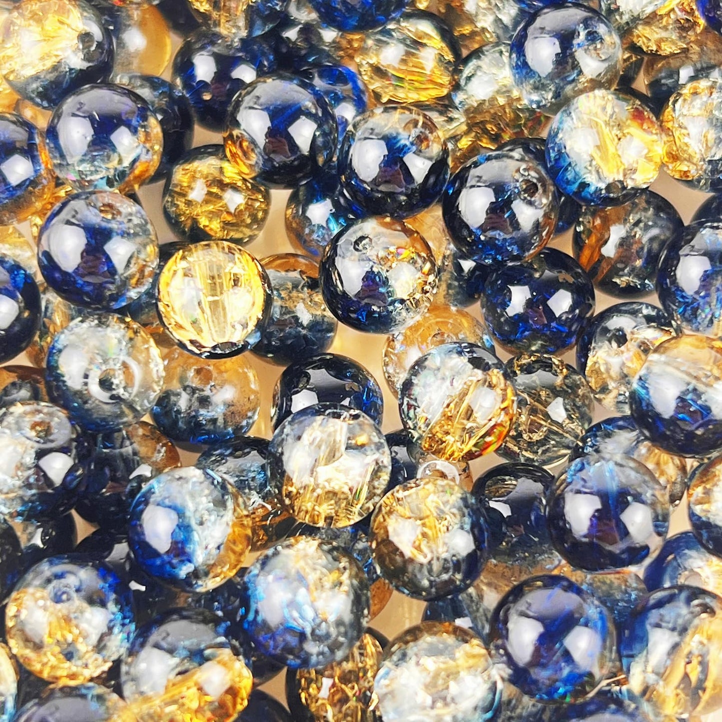 100 Pack 8mm Glass Beads for Jewelry Making, Graduated Color Mix, Bulk DIY Craft Supplies