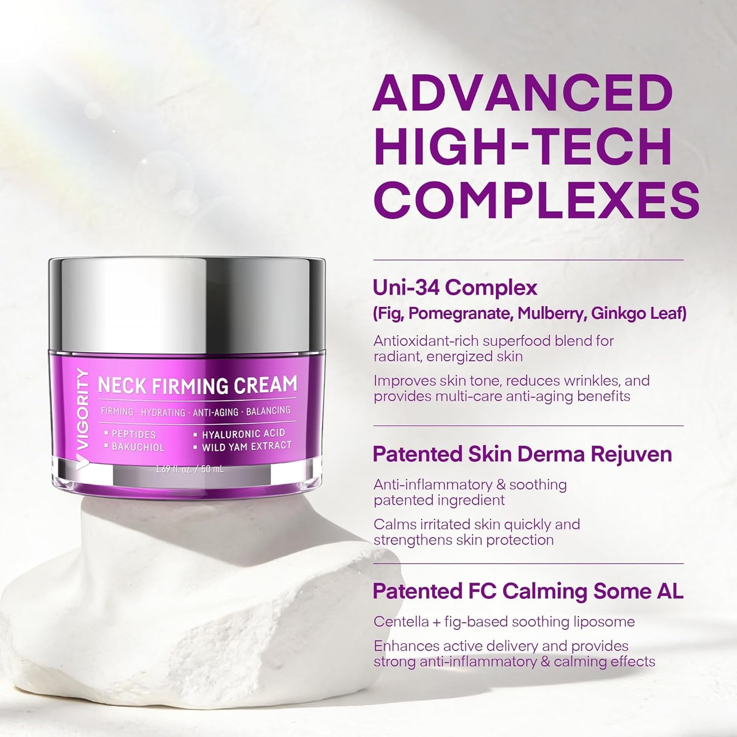 Crepey Neck Firming Cream - Hydrating Peptide & Bakuchiol Moisturizer for Wrinkles | 1.69 fl oz