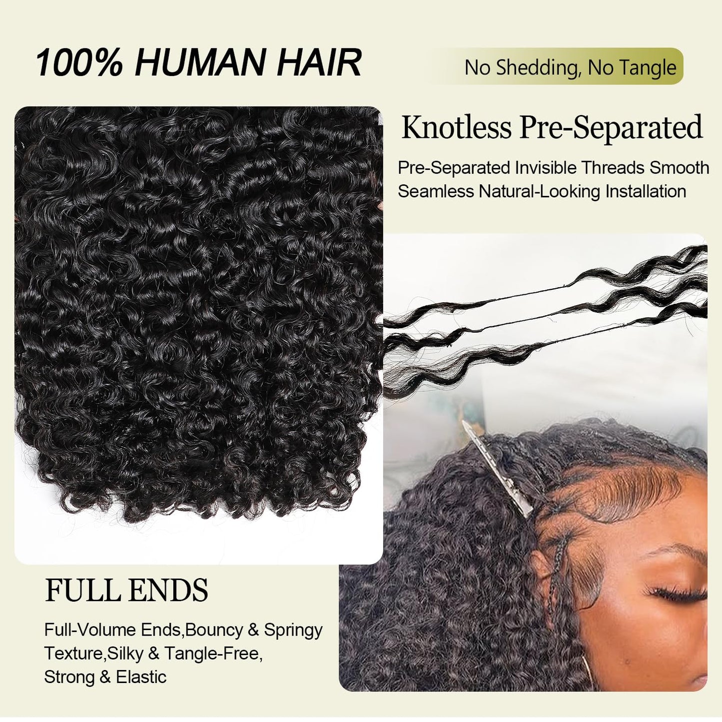 Lemoda Crochet Hair Extensions - 18 Inch Knotless Pre-Looped Human Hair | Lightweight & Reusable Natural Color