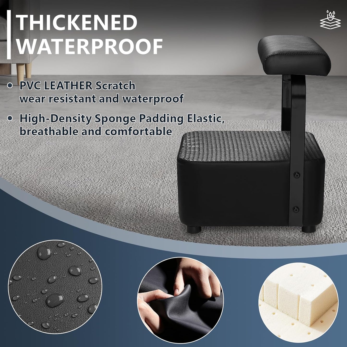 Independent Footrest for Shampoo Bowl - Spa Beauty Ottoman Chair | Black Color