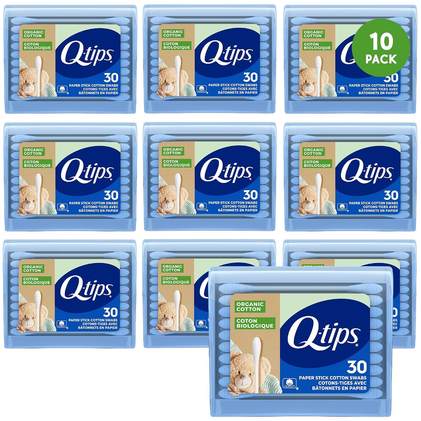 Organic Cotton Swabs - Travel-Size 10-Pack | Eco-Friendly Household Essentials, Beauty Care