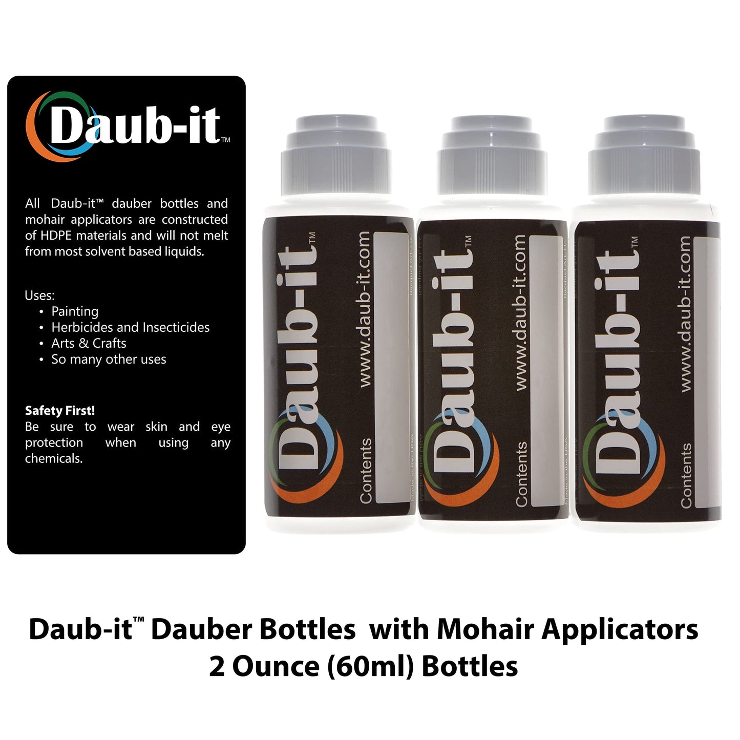 Racquet Art, LLC Daub-it™ Empty bottles with applicators - 2 oz - Mohair dauber - 3 Pack