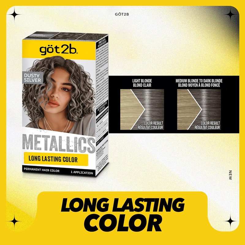 Got2b Metallics Hair Color - M72 Dusty Silver | Long-Lasting Vibrant Shade