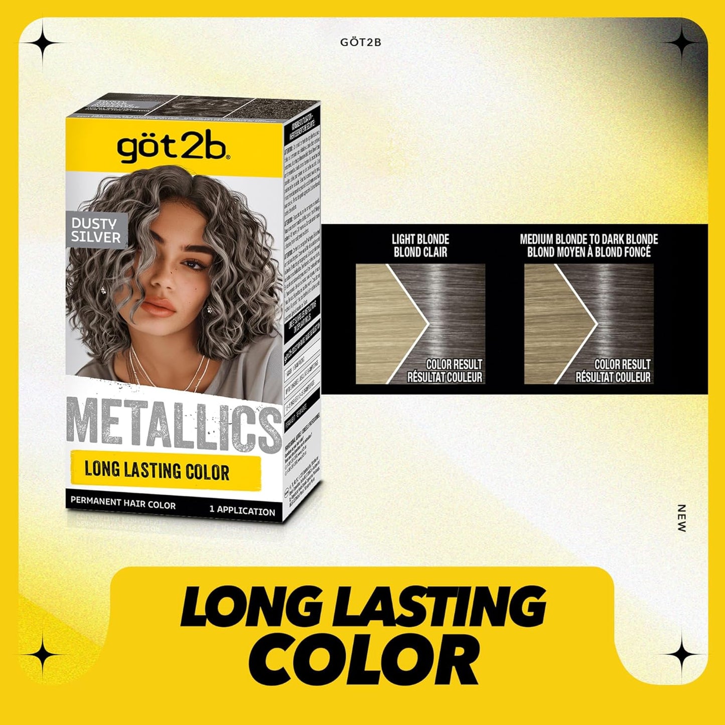 Got2b Metallics Permanent Hair Color - M72 Dusty Silver | Vibrant, Long-Lasting Shade