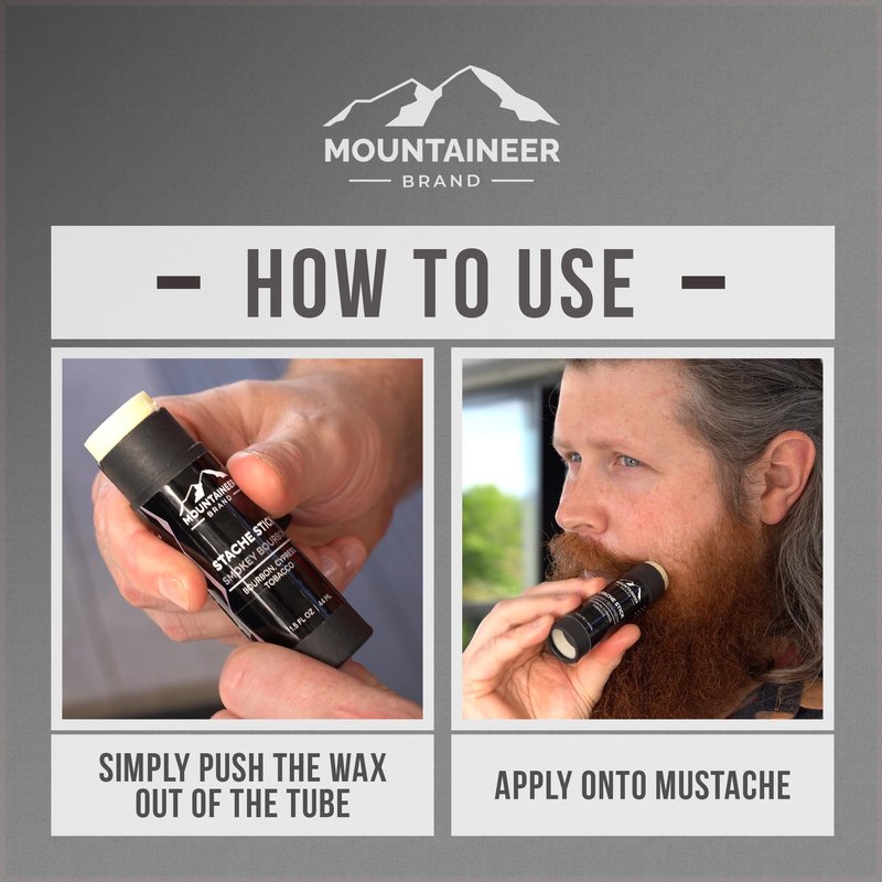 Mountaineer Brand Stache Stick | White Water Scent | Made with Natural Ingredients in West Virginia | Firm & Long Lasting Hold | Mustache Wax | Moustache Shape & Styling | Beard Wax for Men | 1.5oz