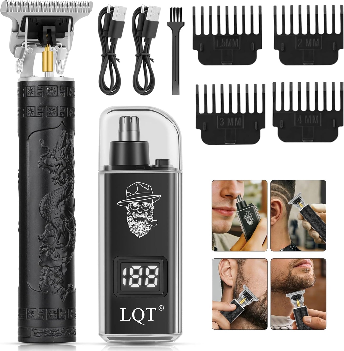Beard Trimmer Kit - Mustache & Nose Hair Grooming | Wet/Dry Battery Operated