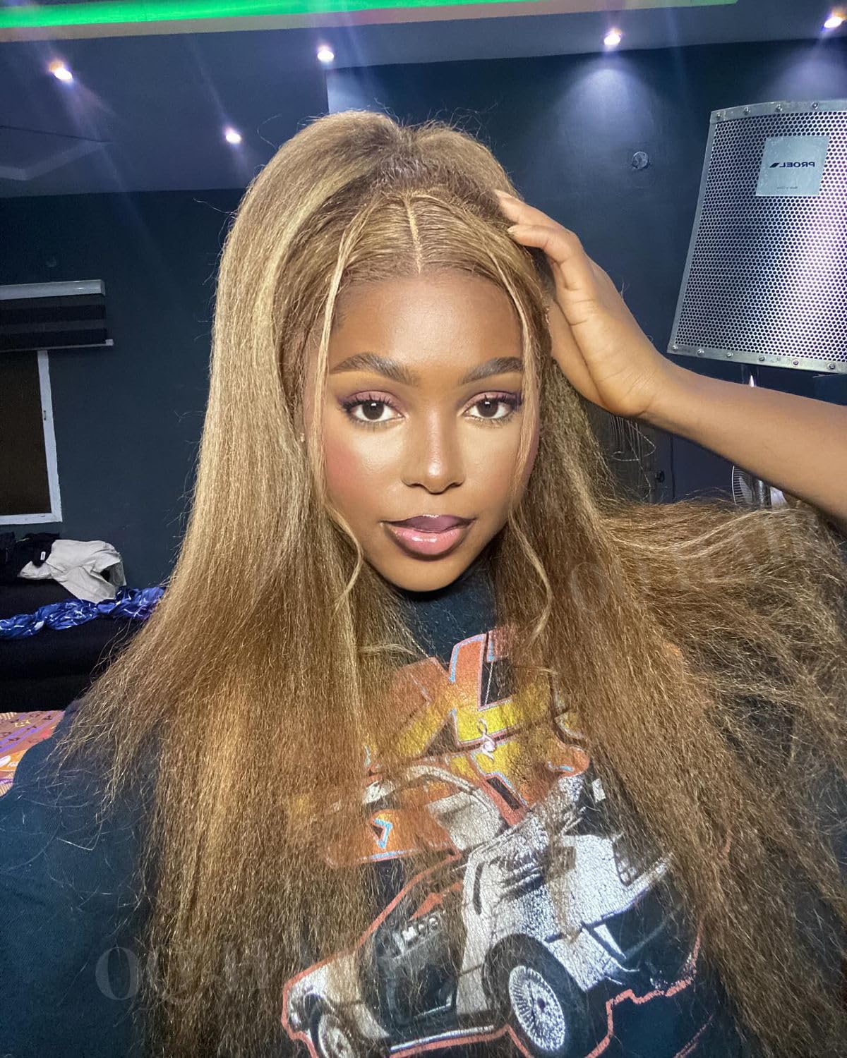 Kinky Straight Half Wig - 180% Density Human Hair | Adjustable Drawstring, Beginner-Friendly, 18 Inch