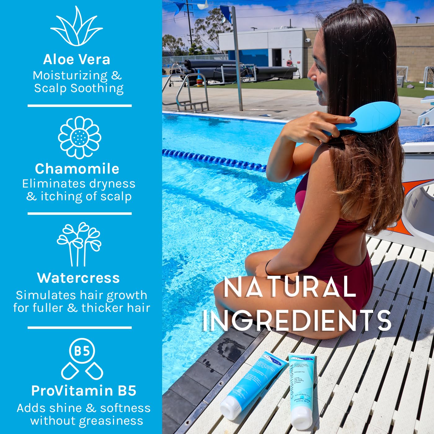 TRISWIM Chlorine Shampoo and Conditioner Set | Swim Shampoo and Conditioner for Swimmers, 8.5 fl oz Each | Paraben-Free with Aloe Vera & Keratin Removes Chlorine & Restores Damaged Hair