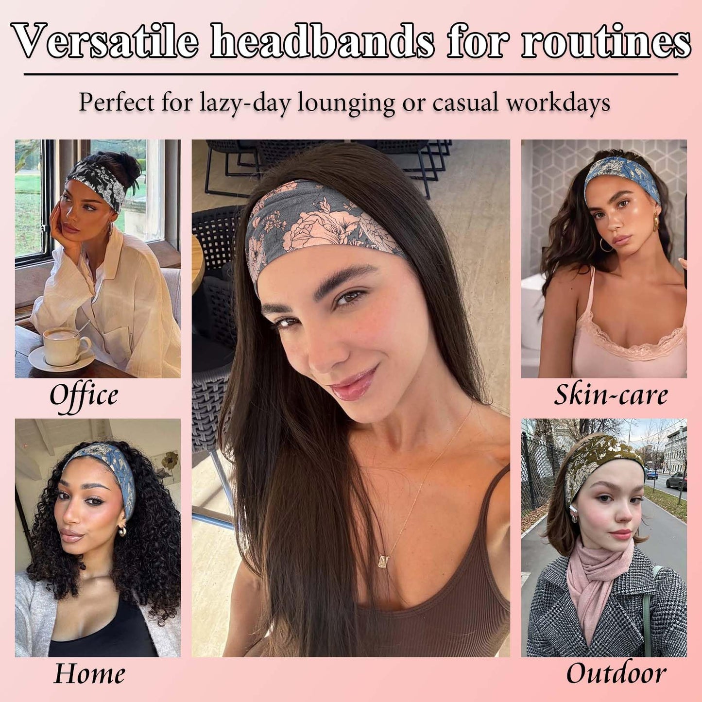 FARSYOD Boho Headbands For Women Wide Floral Hairbands Fashion Knotted Head Wraps Soft African Turban Band for Girls Ladies NonSlip Stretchy Workout Yoga Daily Life 4 Pack