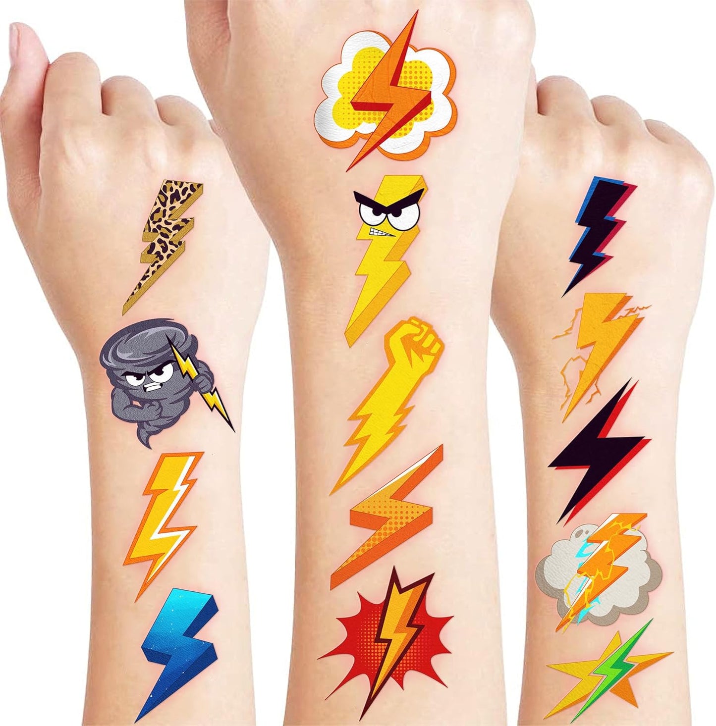Cute Thunderstorm Temporary Tattoos for Kids - 96 PCS Weather-Themed Party Favors | Fun Stickers for Boys & Girls
