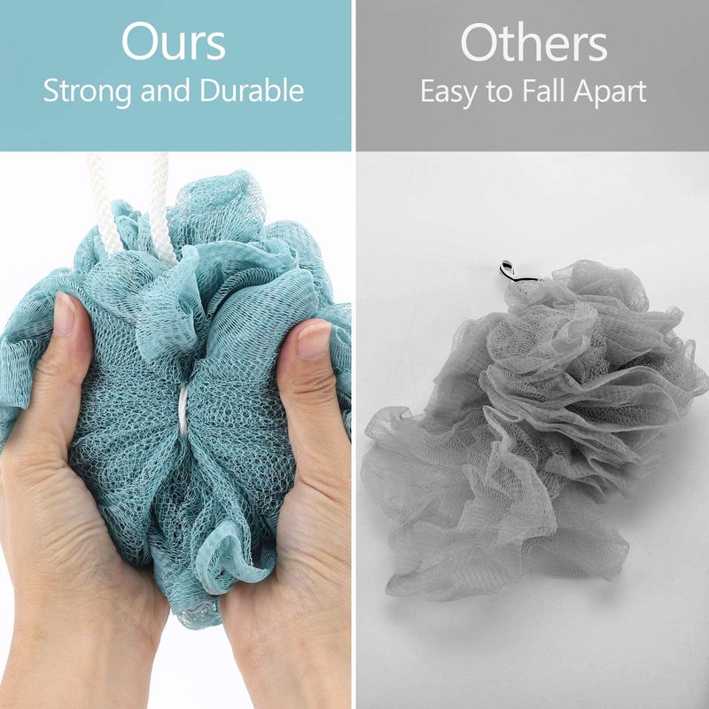 BTYMS 4 Pieces Shower Loofahs Bath Sponges 60g/pcs Mesh Puffs Body Scrub Luffas Bath Scrunchies for Shower Exfoliate