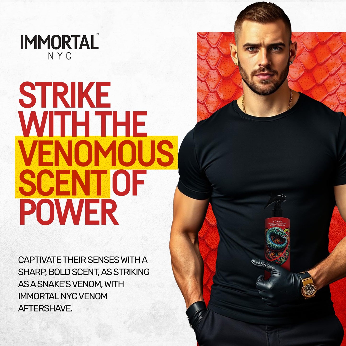 Immortal NYC Reserve Venom After Shave For Men Body/Face, 17 oz- Moisturizing and Refreshing Fruity Floral Men's Cologne