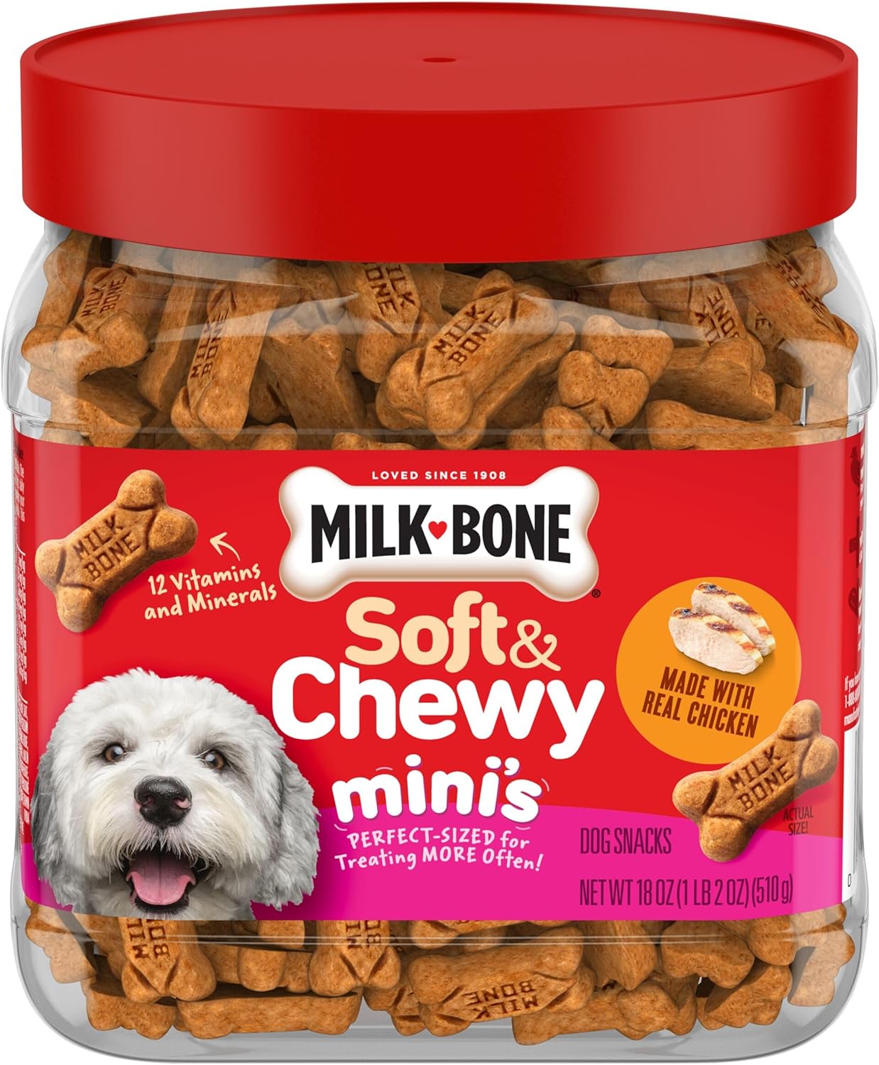 Milk-Bone Soft & Chewy Dog Treats - Real Beef & Filet Mignon Flavor | 25 Ounce Canister