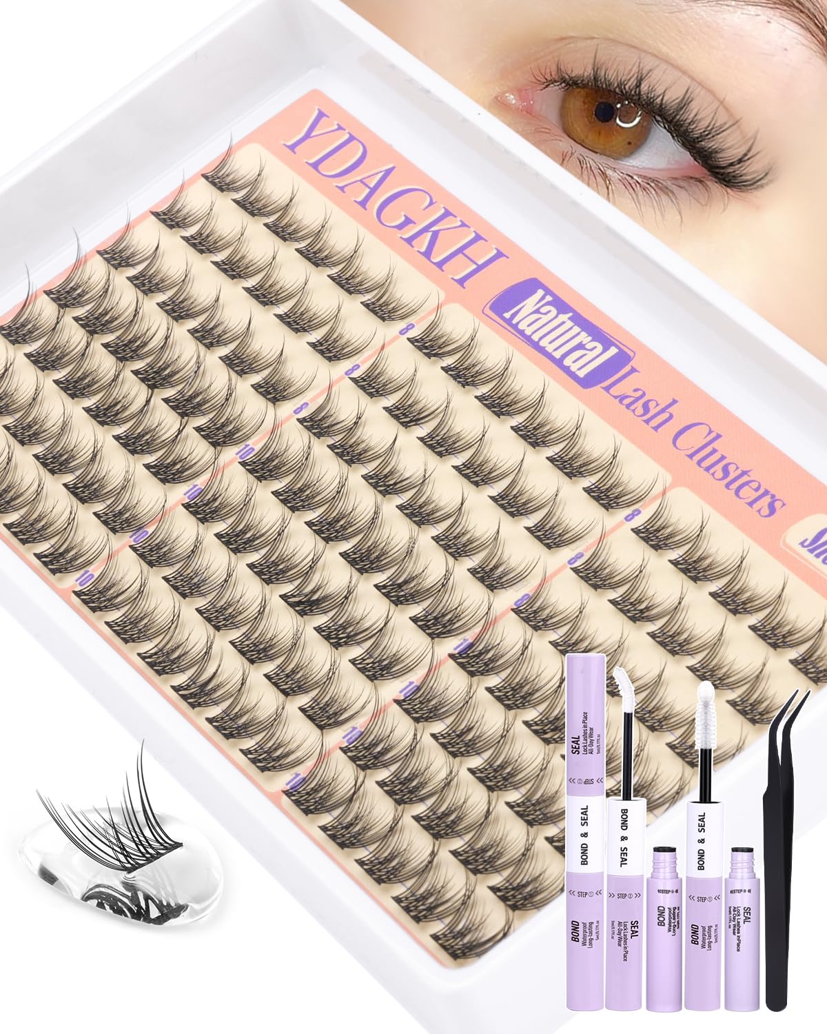 Natural Eyelash Clusters - Short Spiky Wispy Extensions 8-14mm | Ultra-Thin Band C Curl DIY Lashes