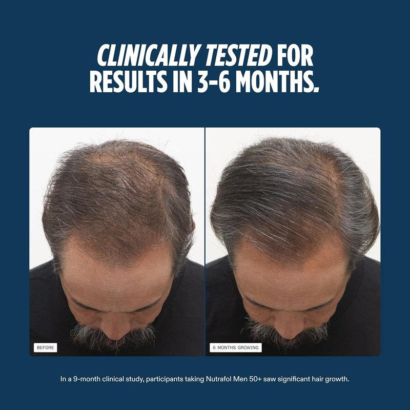 Nutrafol Men 50+ Hair Growth Supplements - Clinically Tested for Thicker Hair | 1 Month Supply