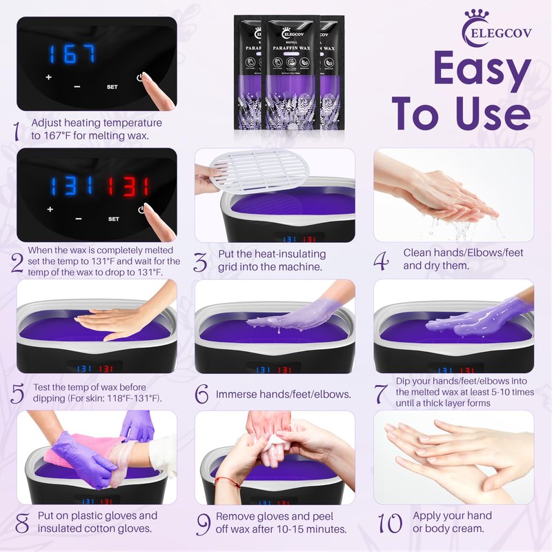 Paraffin Wax Kit - Paraffin Wax Refills - Paraffin Wax for Hand and Feet Refill, Paraffin Wax for Hands, Skin Moisturizing, Non-Greasy, Easy-Peeling