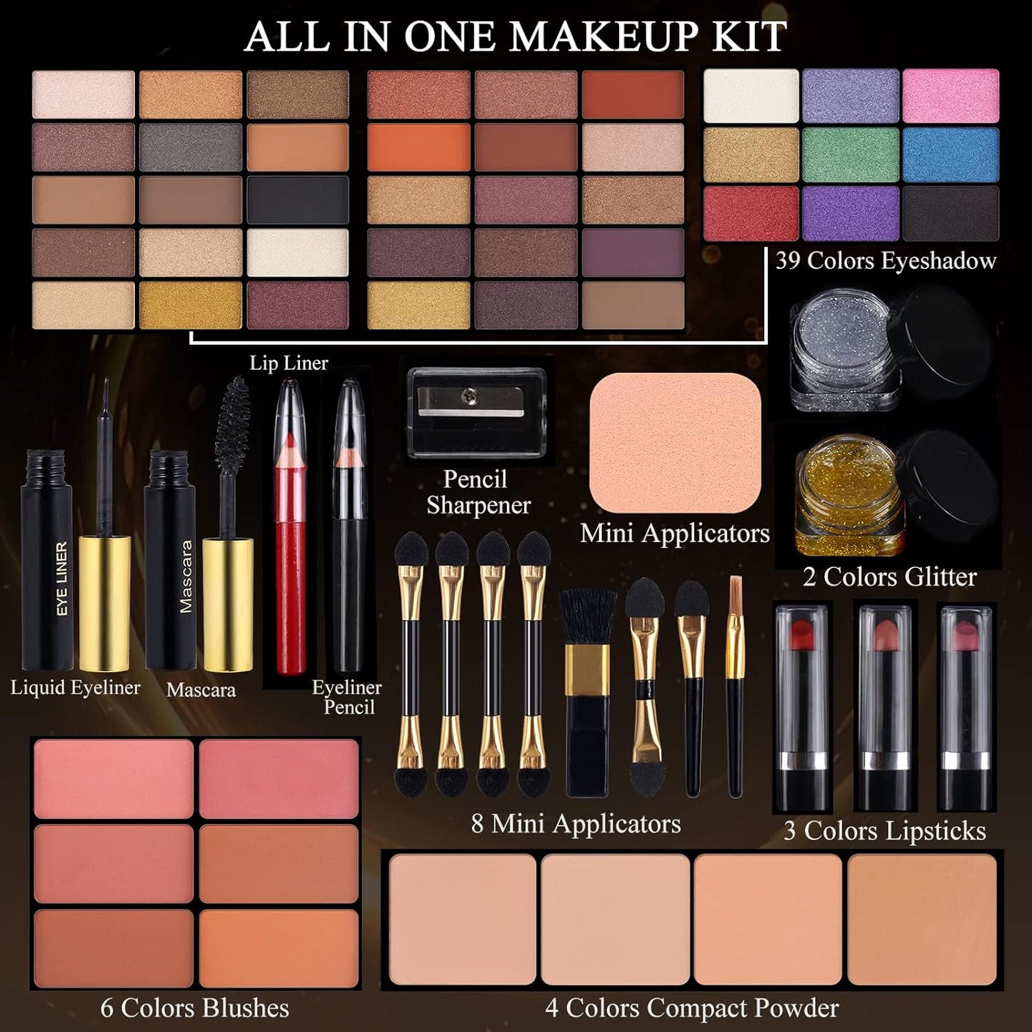 Professional Makeup Kit - 58 Color All-in-One Gift Set for Women | Includes Eyeshadow, Lipstick, Blusher & More